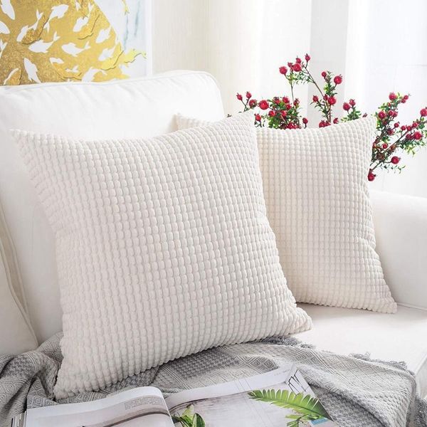 

pillow case pack of 2, corduroy soft solid christmas decorative square throw covers set cushion for sofa bedroom car 18 x inc