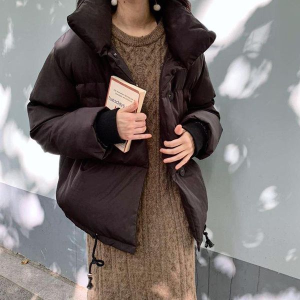 

Women's Down & Parkas EORUTCIZ Winter Warm Thick Women Parka Oversize Cotton padded Short Streetwear Coat Harajuku Casual Autumn Vintag, Black