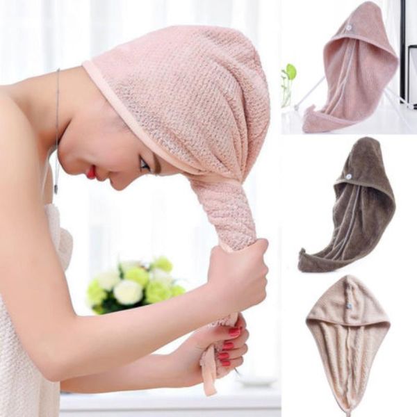 

towel dry hair cap absorbent quick-drying thickened baotou double layer cute wiping coral fleece satin