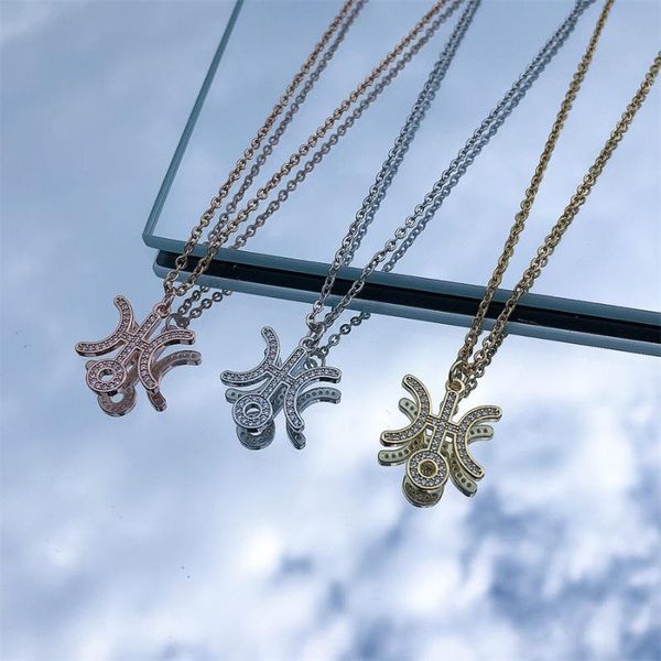 

pendant necklaces 2021 necklace shiny rhinestone women's suitable for men and women, Silver