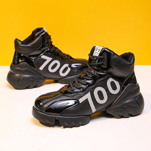 

boots ankle for women 2021 winter fashion padded casual shoes plush platform sneakers woman thick sole, Black