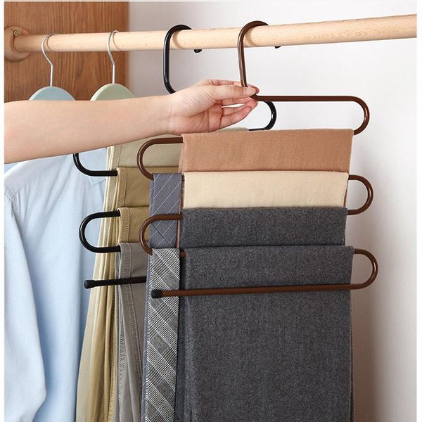 

hangers & racks 5 in 1 pant rack hanger for clothes organizer s shape trousers holder closet storage
