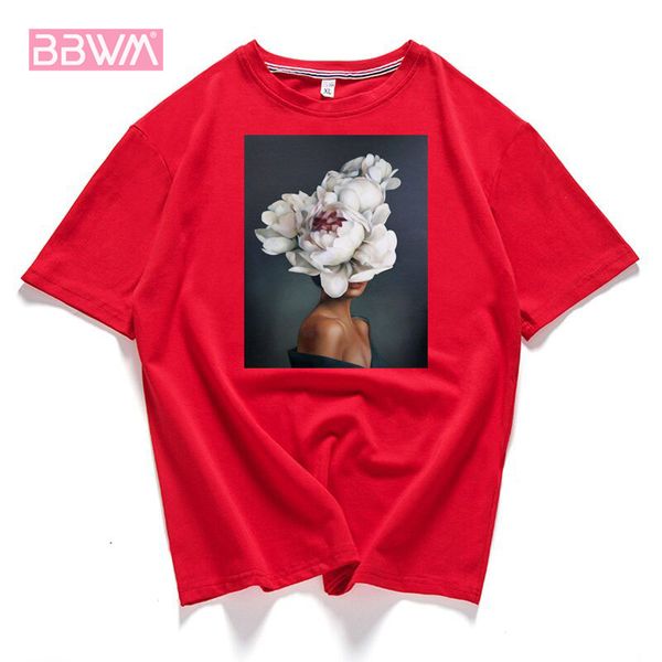 

harajuku round neck print women's t-shirt summer short sleeve chic female 95% cotton stretch sweat simple loose 210507, White