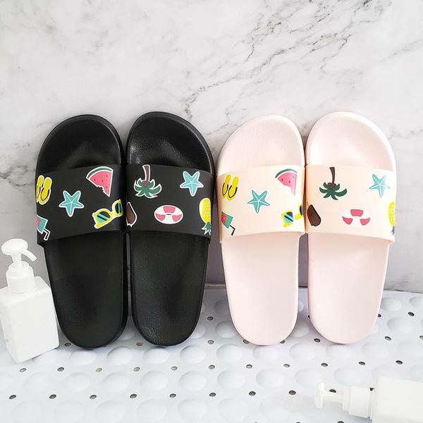 

slippers [clearance] house women bath cartoon colorful printed ladies eva slides, Black