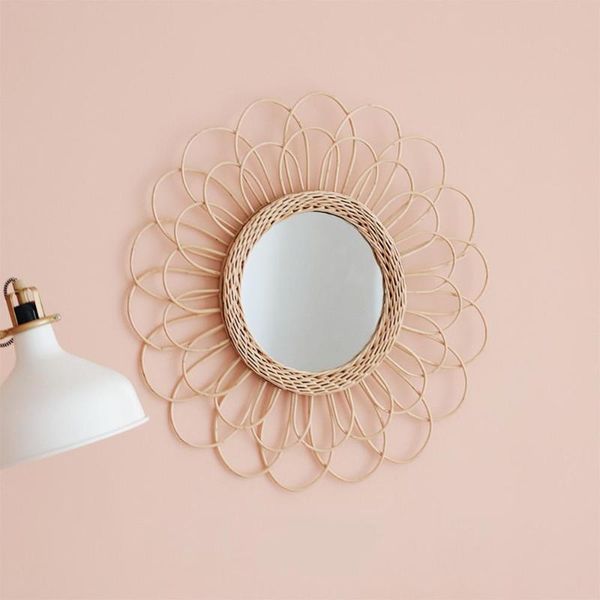 

mirrors home rattan plaited art living room nordic style makeup decorative mirror wall hanging bedroom bathroom pography prop
