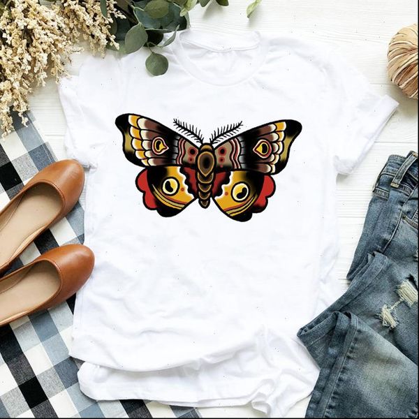 

women lady butterfly womens cartoon printed tumblr fashion print ladies t tee shirt clothes female graphic, White