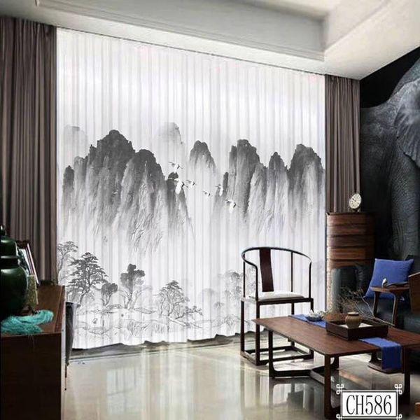 

curtain & drapes modern landscape painting window tulle curtains for luxury living room study high-end bedroom famous el balcony 580-
