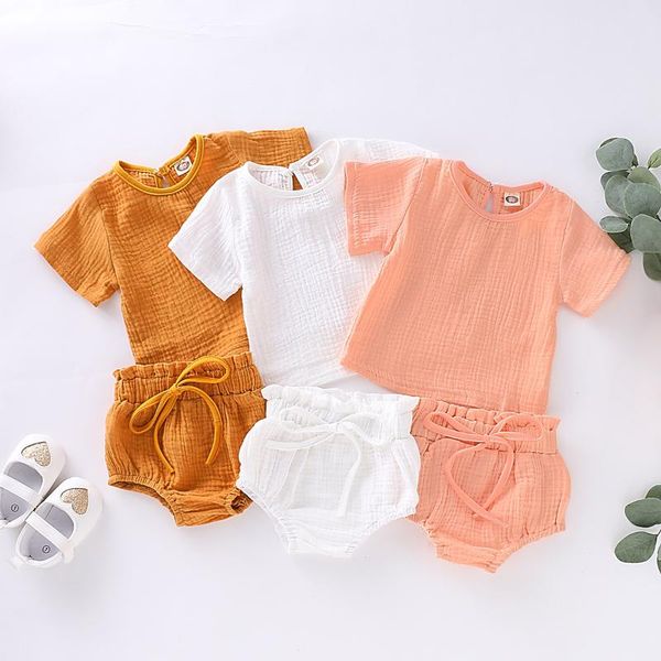 

clothing sets cute 2pcs baby toddler girl simple tshirt+shorts summer short sleeve cotton set, White