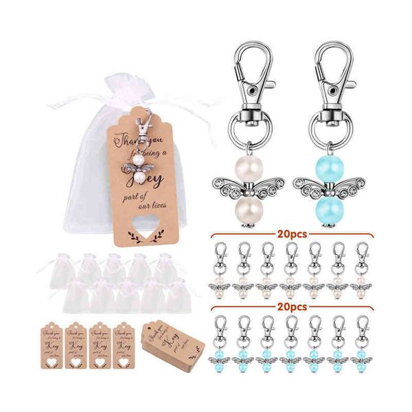 Keychains Creative Guardian Angel Wing Key Baby Baptism Party Supplies Presente de casamento metal