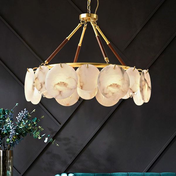 

american luxury copper e14 led round pendant lights living room marble lighting indoor rh fixtures lamparas lamps