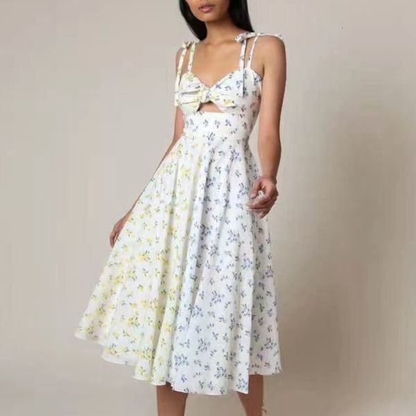 

casual dresses women slip midi summer floral print lace up bowknot high waist tunic strappy mcl9, Black;gray