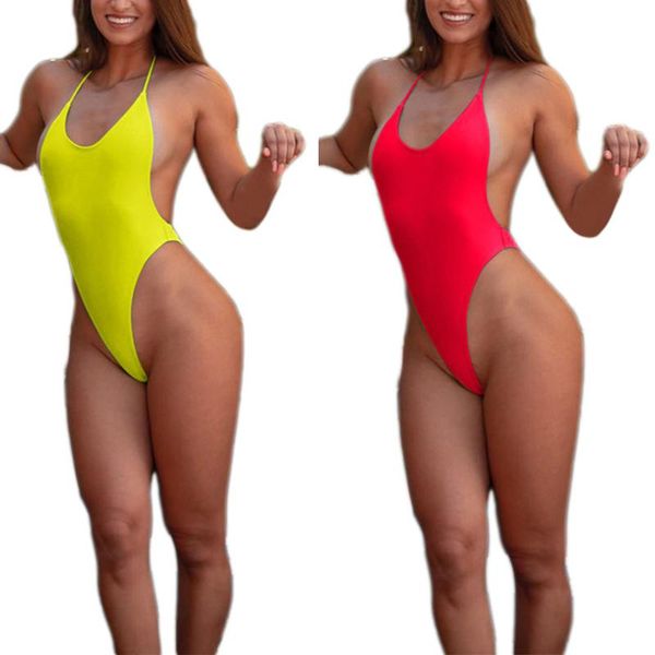 

women backless one-piece swimsuit stylish solid color bathing suit for ladies female two-piece suits