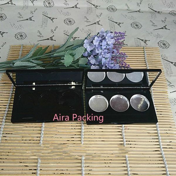 

storage bottles & jars 30pcs/lot 3grids high grade square lip rouge subpackage, diy ps plastic eyeshadow powder compacts, black cosmetic blu