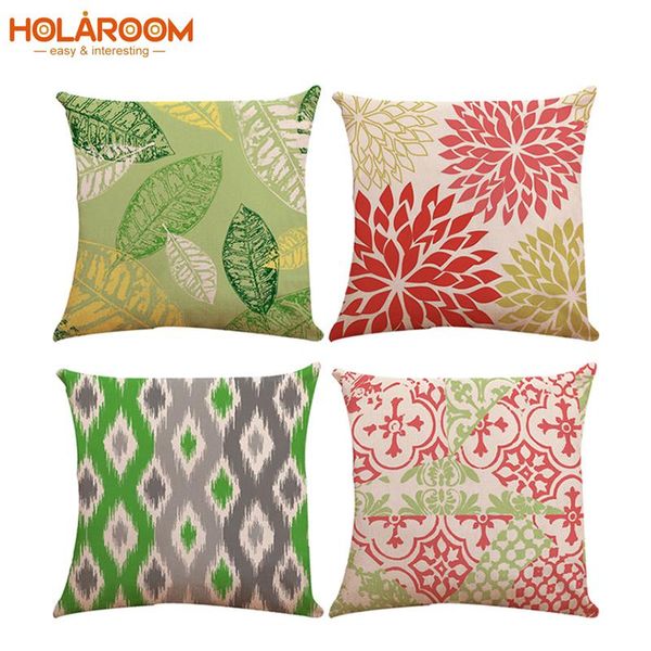 

cushion/decorative pillow cotton linen case colorful cushion cover seat chair decorative geometric leaves series printed pillowcases