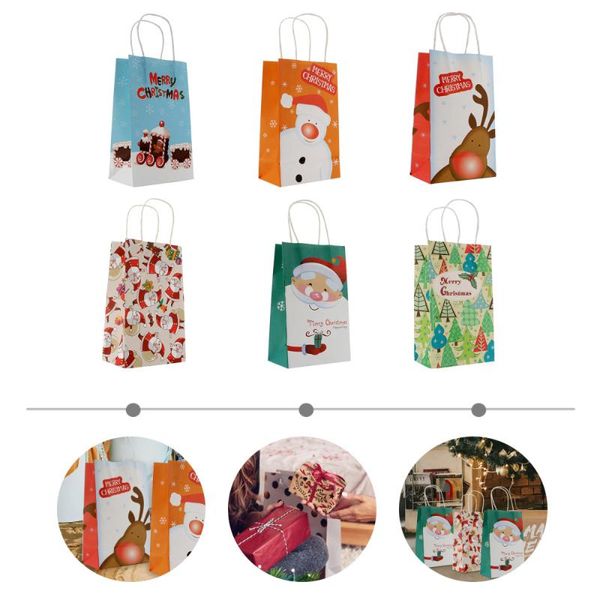 

24pcs christmas gift bag paper delicate candy packaging with handle wrap
