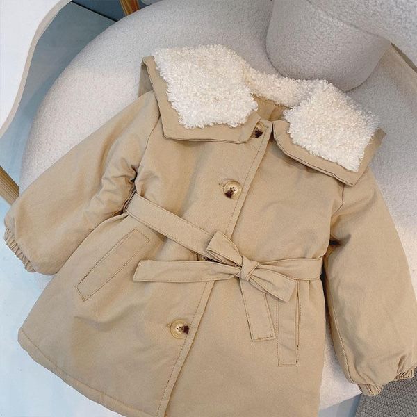 

coat 18m-7y winter girls fashion super thick warm fleece long baby kids children jacket outerwear, Blue;gray
