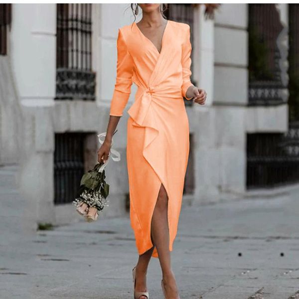 

casual dresses fashion v-neck woman dress autumn spring elegant white long sleeve slim lady vintage midi for women robe femme, Black;gray