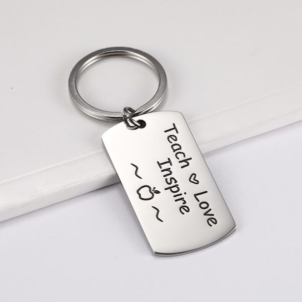 

keychains cooltime stainless steel car keychain square carving vows love personality key chain men and women friends christmas gifts, Silver