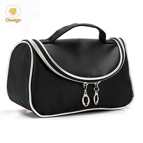 

oswego makeup bag black fashion zipper multifunction large women make up travel organizer cosmetic cases 2021 bags &