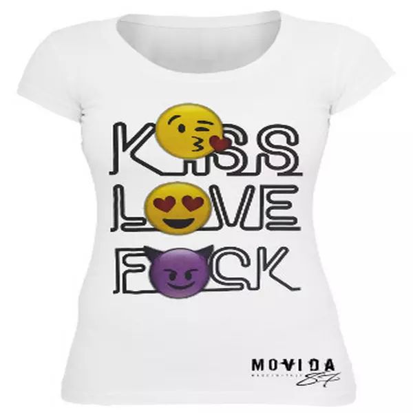 

T-Shirt Lady NightLife 87 Kiss Love F ** K, White;black