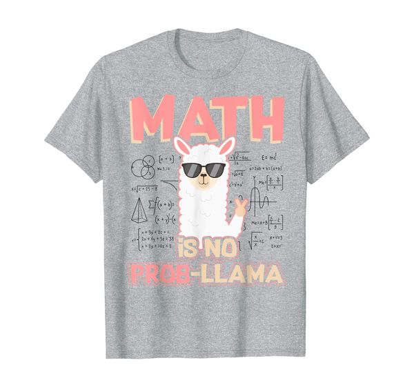 

funny math is no prob llama t-shirt back to school gift tee, White;black