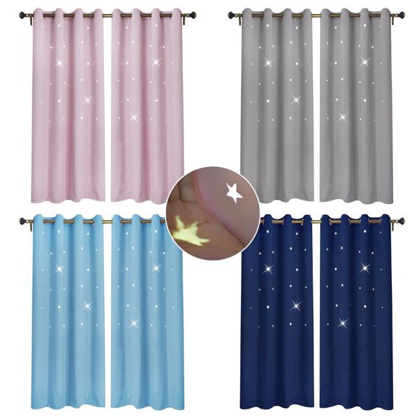 

curtain & drapes blackout curtains for bedroom overlay hollow-out cut out stars living room kids tieback free