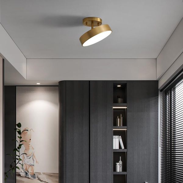 

modern led golden copper ceiling lamp for corridor staircase aisle balcony hallway circle suspended chandelier lighting fixtures lights