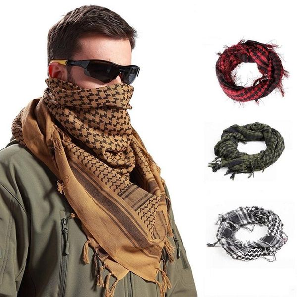 

cycling caps & masks 1pc arabic tactical scarves square shawl fishing scarf outdoor sports hiking dust windproof military desert shemagh kef, Black