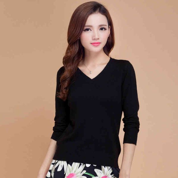

women's v-neck short sweater, loose large cloth, autumn and winter, 2020, White;black