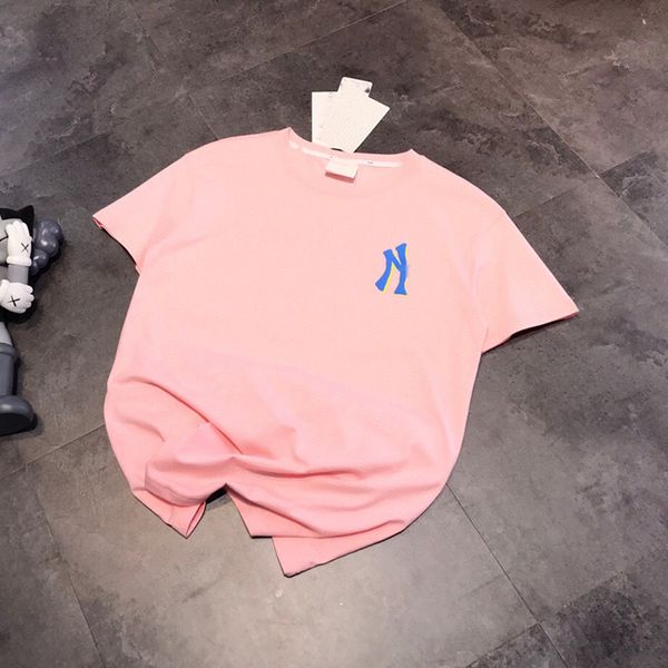 

spring summer 2021 new ny foam letter round neck pullover t-shirt for men and women casual loose short sleeve fashion, White