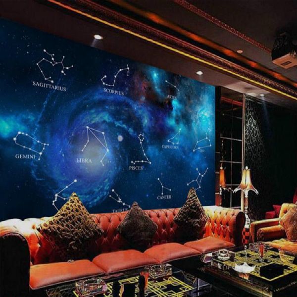 

wallpapers dropship custom wallpaper mural 3d blue star twelve constellation bar ktv tv background living room