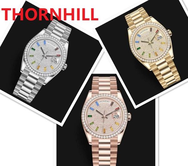 Luxury Women Men Day Date Orologi Full Diamonds Color Stary Shine orologi Design speciale Relojes De Marca Mujer argento Lady Dress Orologio da polso Orologio al quarzo