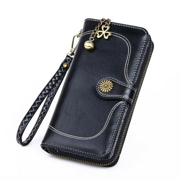 

wallets fashion women ladies pu leather wallet clutch long purse large capacity card phone holder bag, Red;black