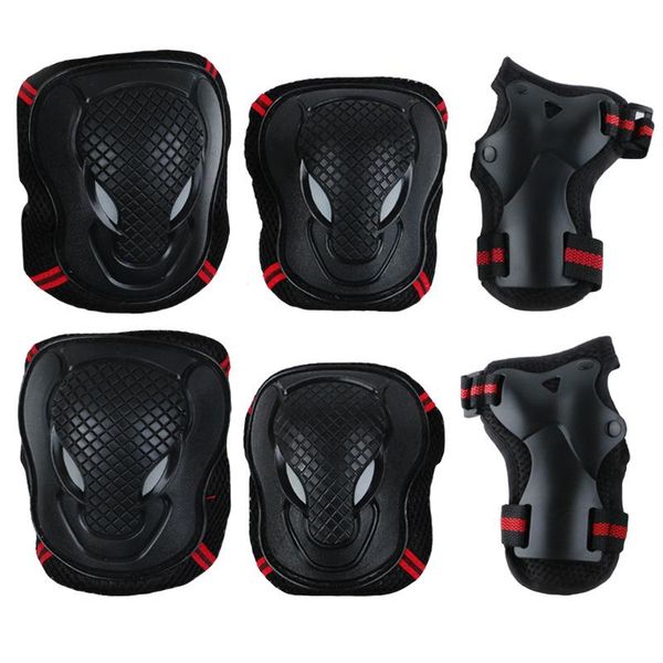 

elbow & knee pads roller skating protective gear set anti-fall professional female boy sports beginner skateboard protection, Black;gray