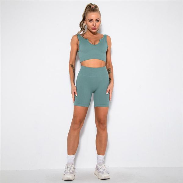 

yoga outfit salleaffo gray coffee black seamless set for women fitness gym workout training bras and shorts female sportswear