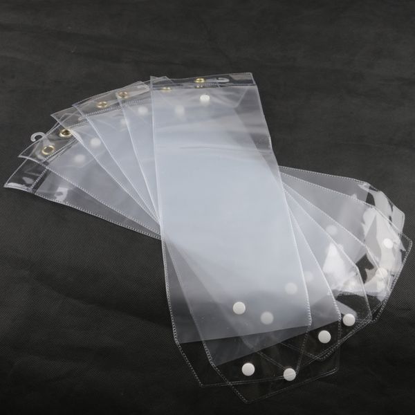 

20pcs/lot pvc 12inch-26inch transparent plastic hair extension packaging bag with button and hook up, White