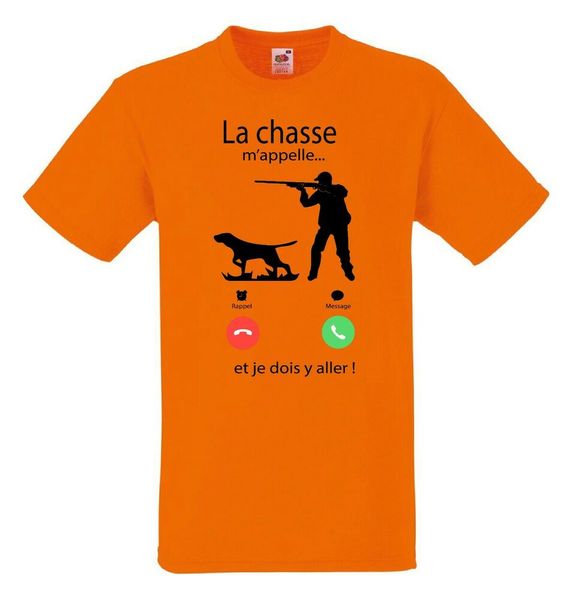 

mens t-shirt hunting calls me orange 2, White;black