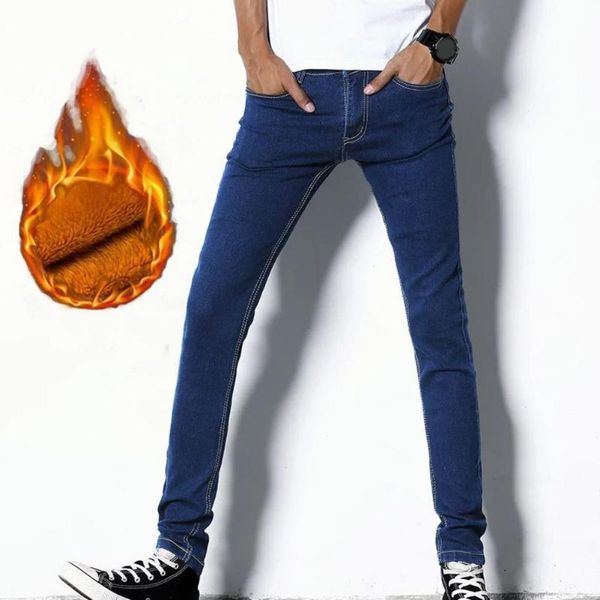 Jeans da uomo favoloso inverno peluche lanugine addensare caldo abbigliamento in pelliccia sintetica uomo uomo resistente all'usura