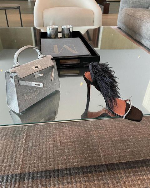 

sandals european and american-style fashion real feather rhinestones ladies high heels stiletto, Black