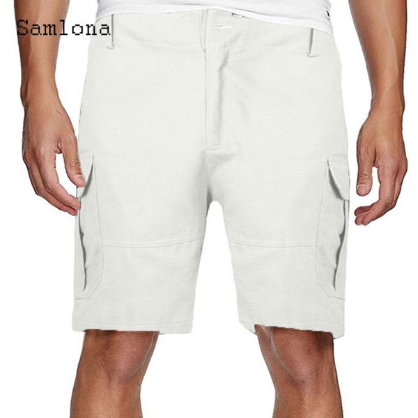 

men's shorts plus size 5xl men stand pockets 2021 summer button up cargo oversized male casual half pants white khaki, White;black