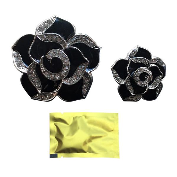 

car air freshener fragrance clip set camellia shape sparkle rhinestone vent