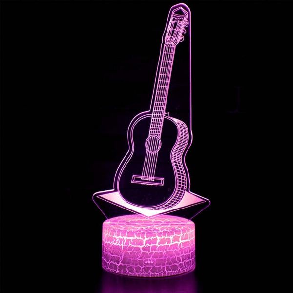 

night lights 3d guitar rock music shape colorful light remote control 16 color changing usb touch indoor lighting