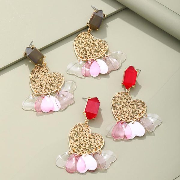 

stud retro multi-layer exaggerated earring fashion geometric love shaped earrings for wholesale of friendship gifts female, Golden;silver