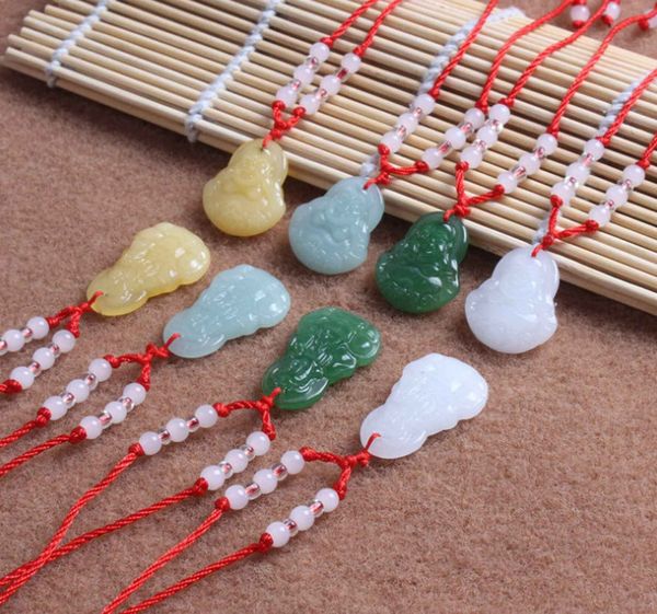 Ожерелье с кулоном в виде Будды для женщин, ювелирные изделия из нефрита, ожерелья с кристаллами Будды, подвески в стиле панк, красная веревка, украшение