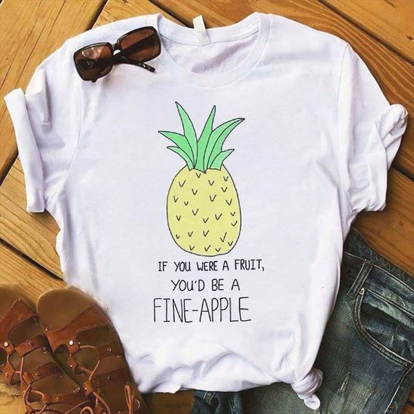 

style pineapple fruit graphic men t shirt print and womens white round neck female fun ladies tee, White;black