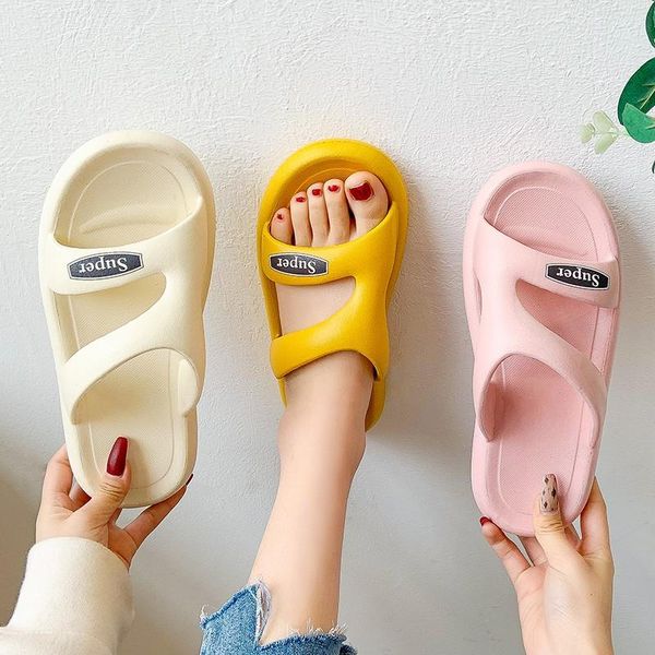 

slippers non-slip women men summer beach slides sandals flip flops candy color thick platfrom sold comfort ladies couples shoes, Black