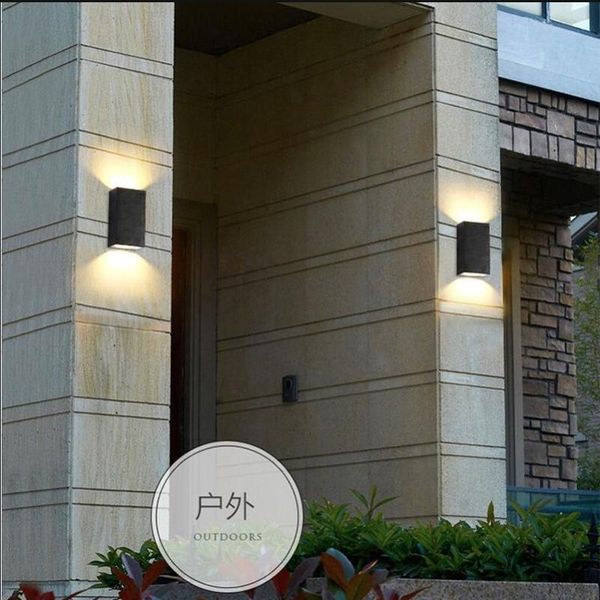 

outdoor waterproof ip65 10w 14w dimmable cob led porch lights modern indoor decor up down dual-head aluminum wall lamp ac85-265v lamps