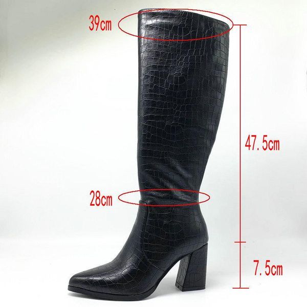 

boots black beige winered faux leather women knee high pointed toe long chunky block heel size 41 42 43 aegm