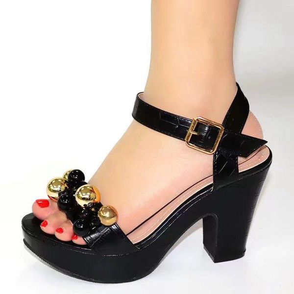

dress shoes beautiful black women high heel with big beads decoration african pumps for v264,heel 9cm