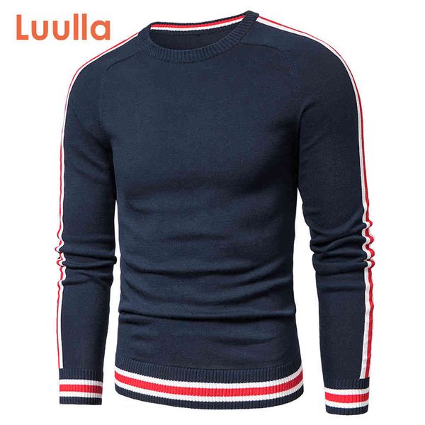 

luulla spring casual knitted 100% striped pullover autumn fashion classic o-neck sweaters men, White;black